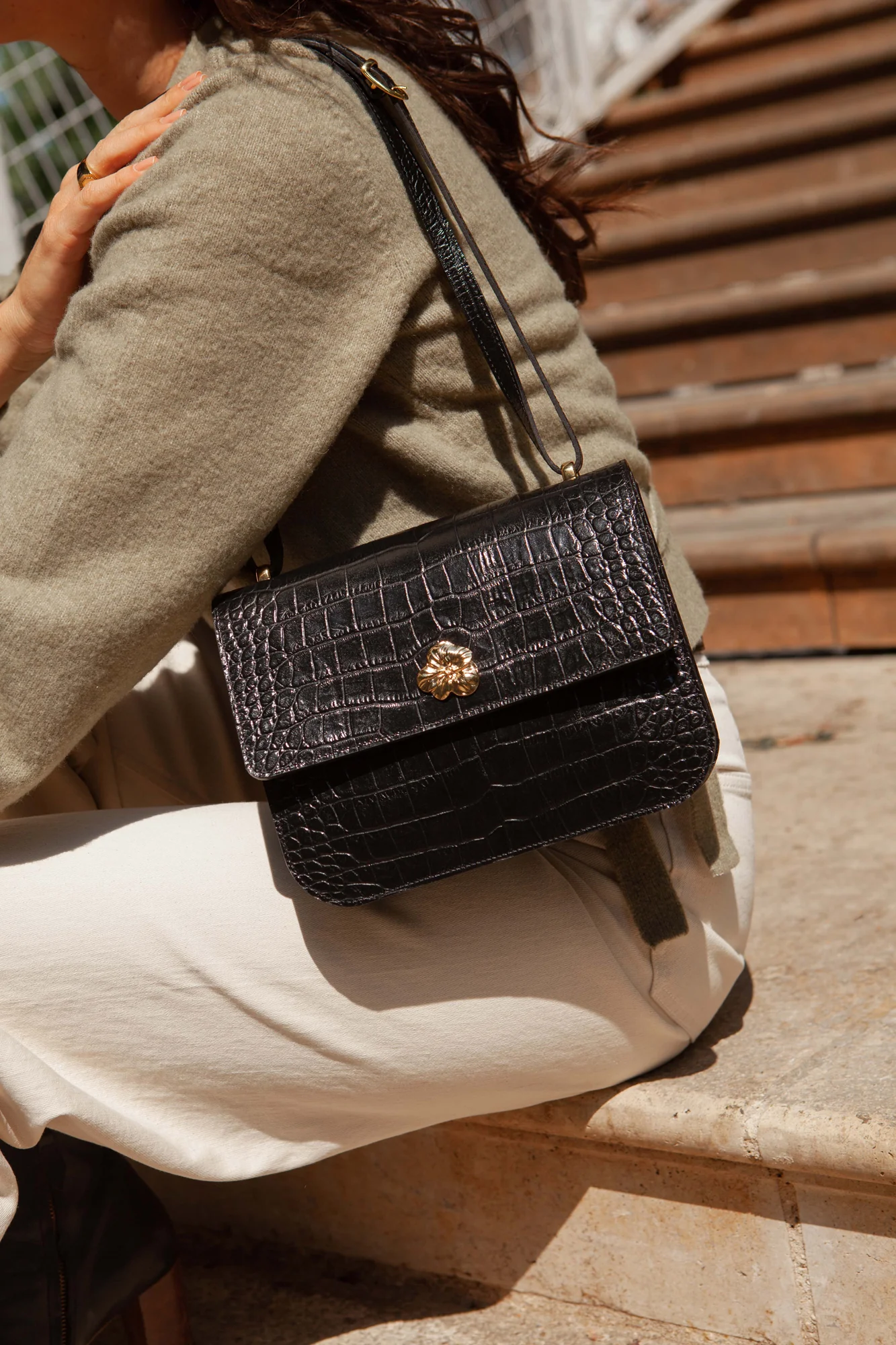 SAC ADÈLE CROCO NOIR - Image 7
