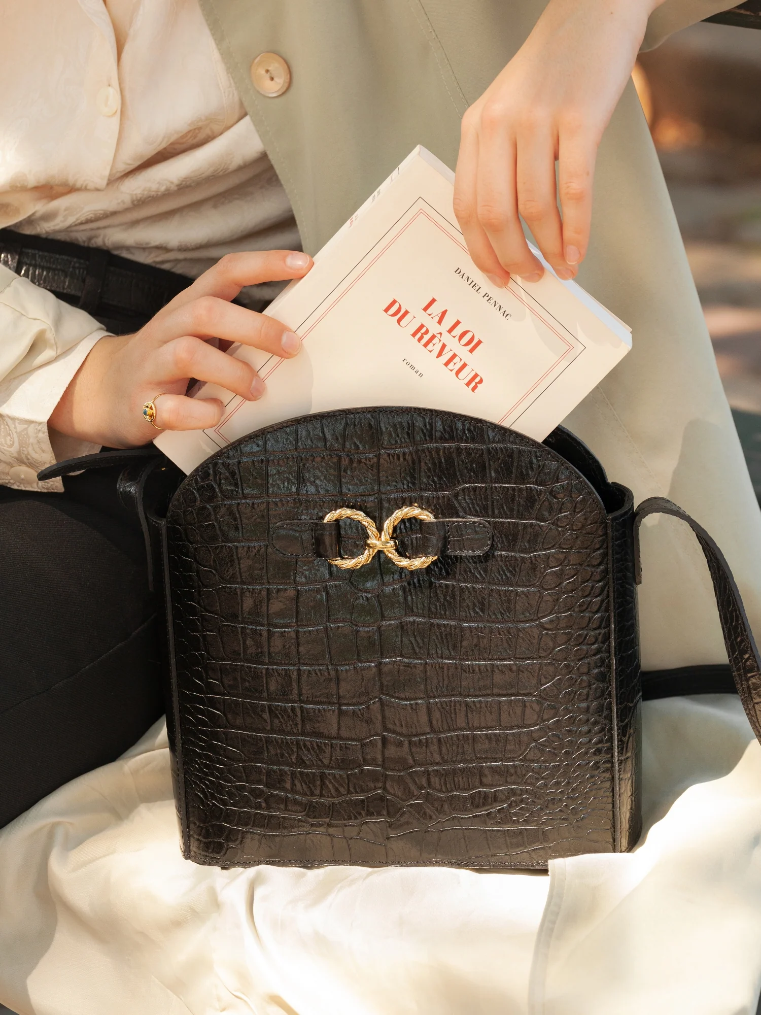 SAC AIMÉE CROCO NOIR - Image 6