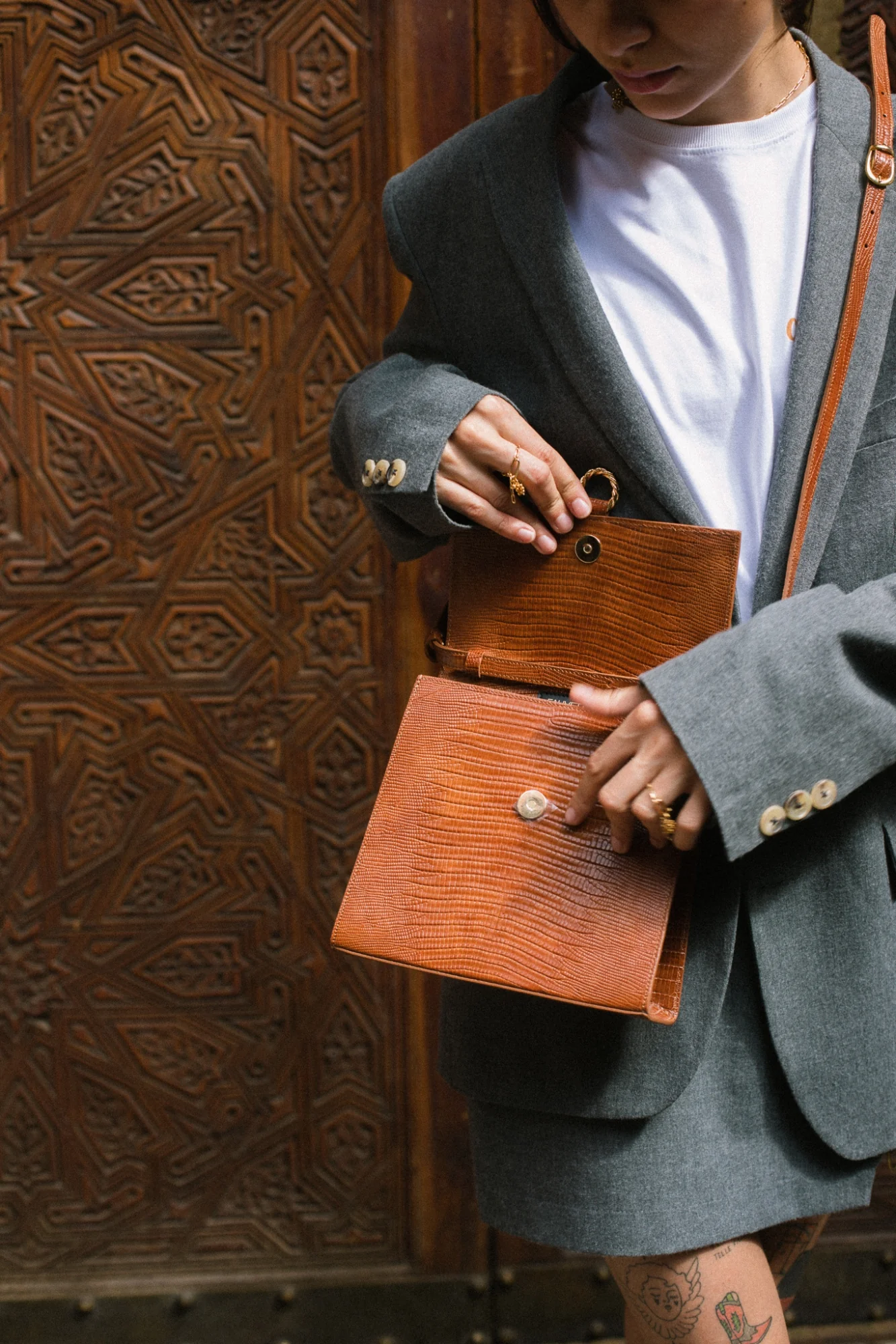 SAC JOSÉPHINE LÉZARD CAMEL - Image 4