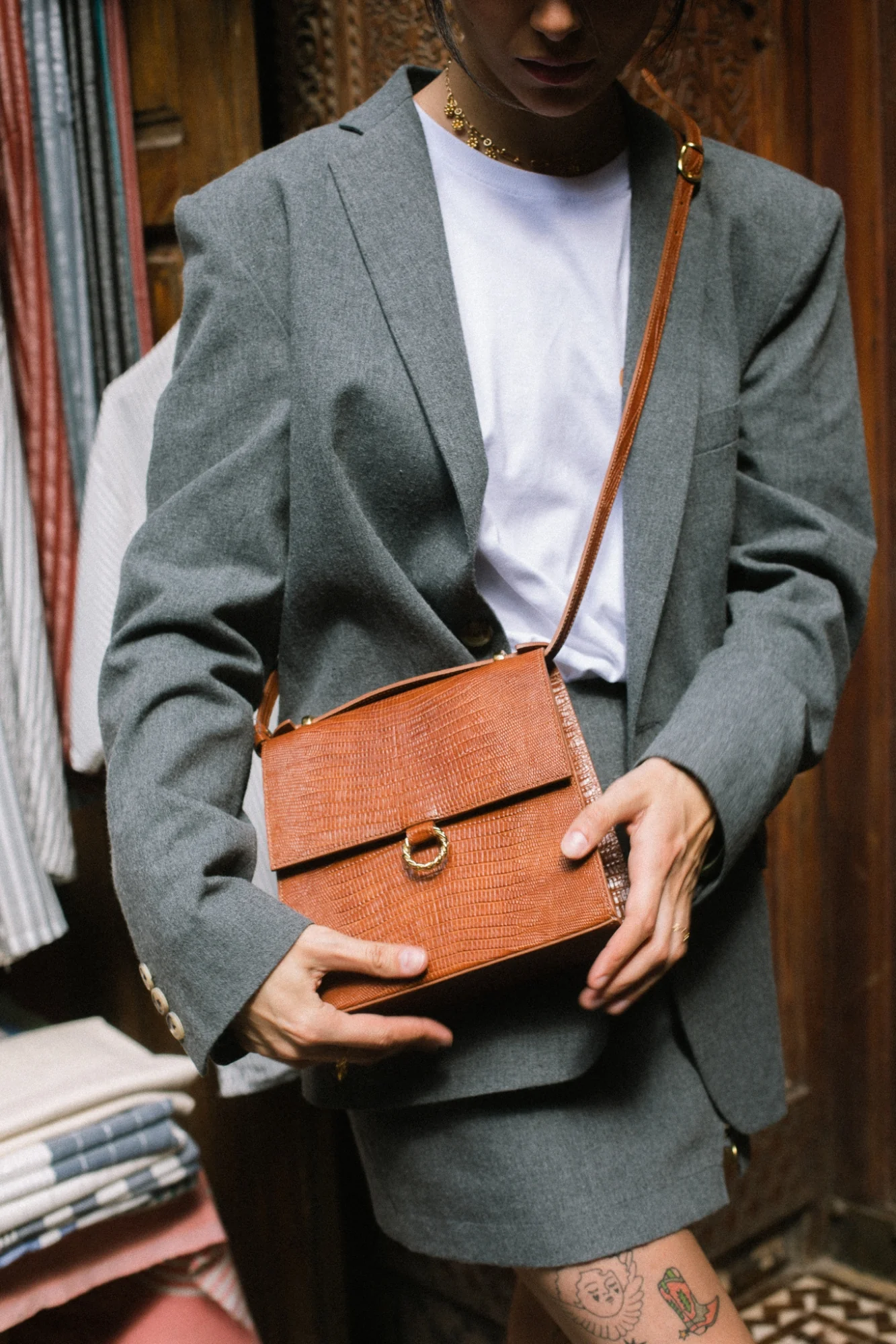 SAC JOSÉPHINE LÉZARD CAMEL - Image 7