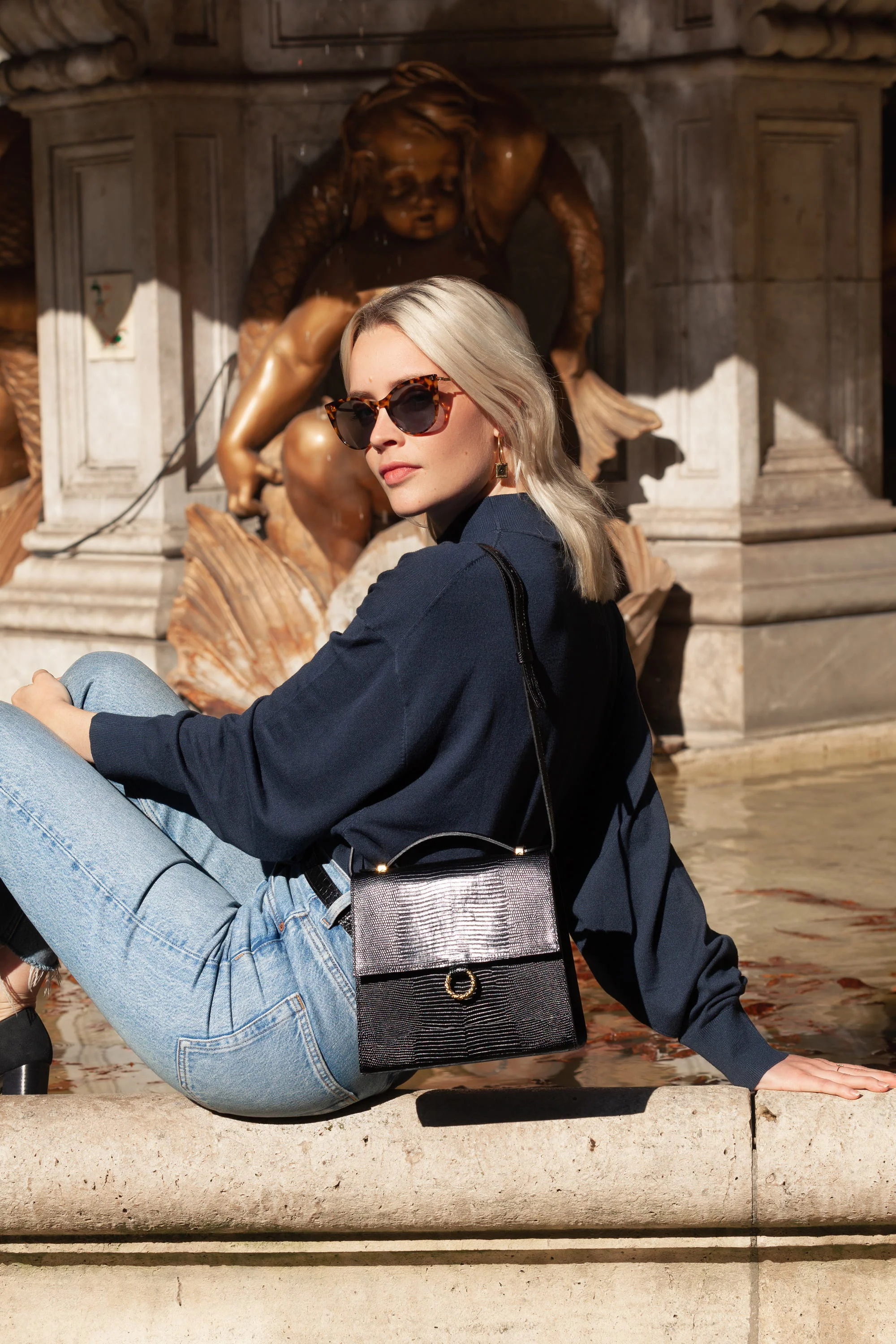 SAC JOSÉPHINE LÉZARD NOIR - Image 3
