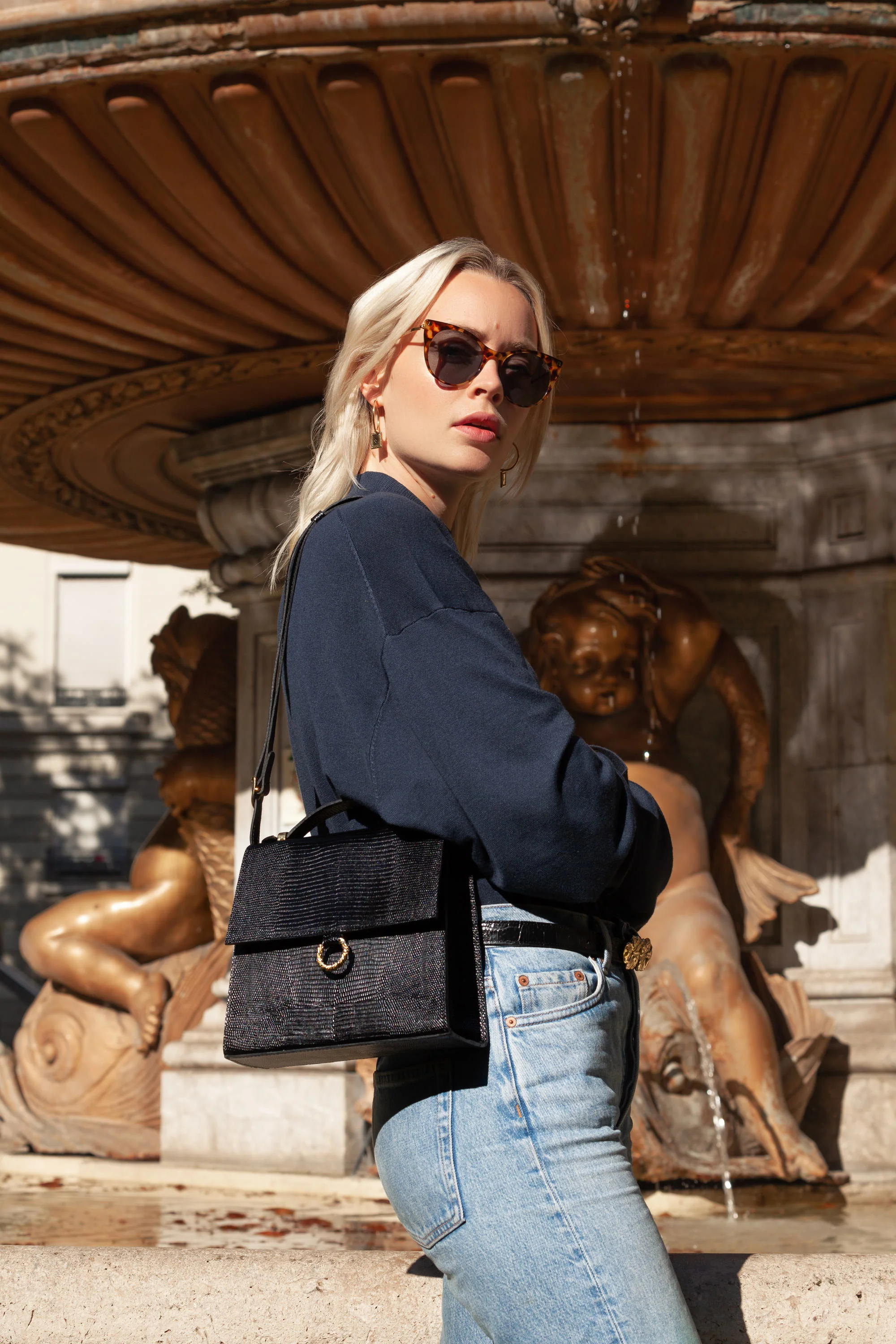 SAC JOSÉPHINE LÉZARD NOIR - Image 5
