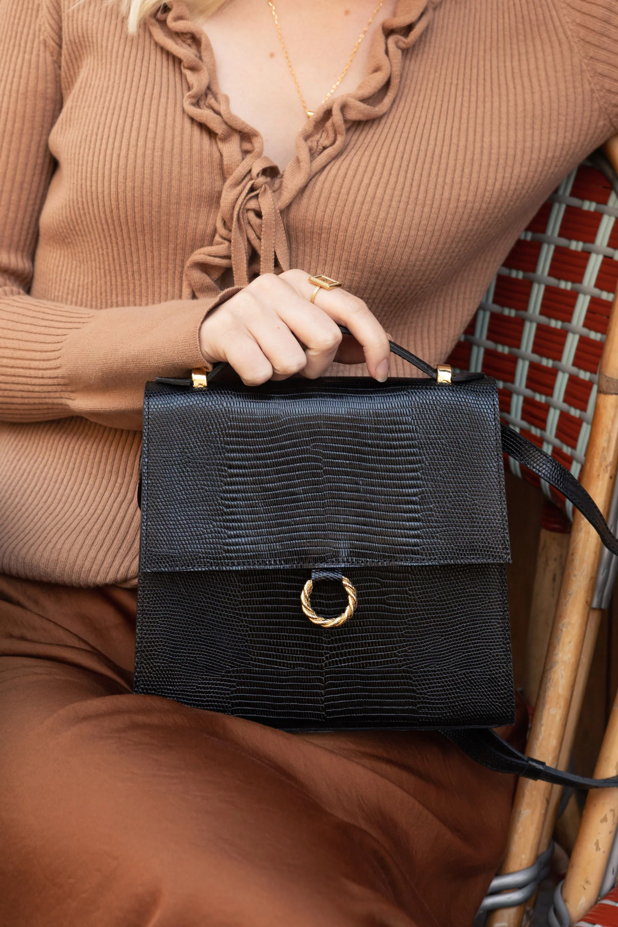 SAC JOSÉPHINE LÉZARD NOIR - Image 6